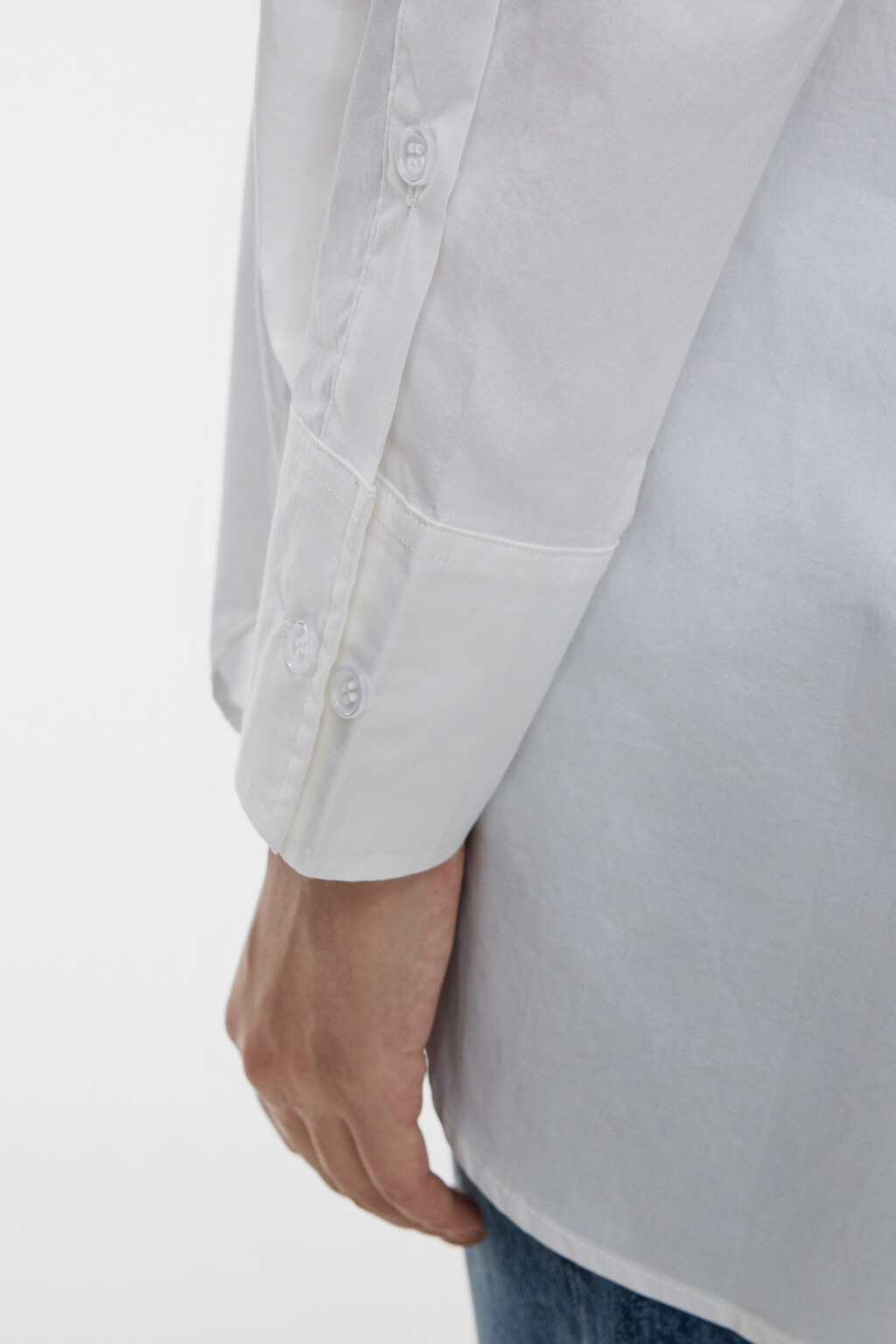 Рубашка oversize хлопковая с нагрудным карманом - цвет белый - 7