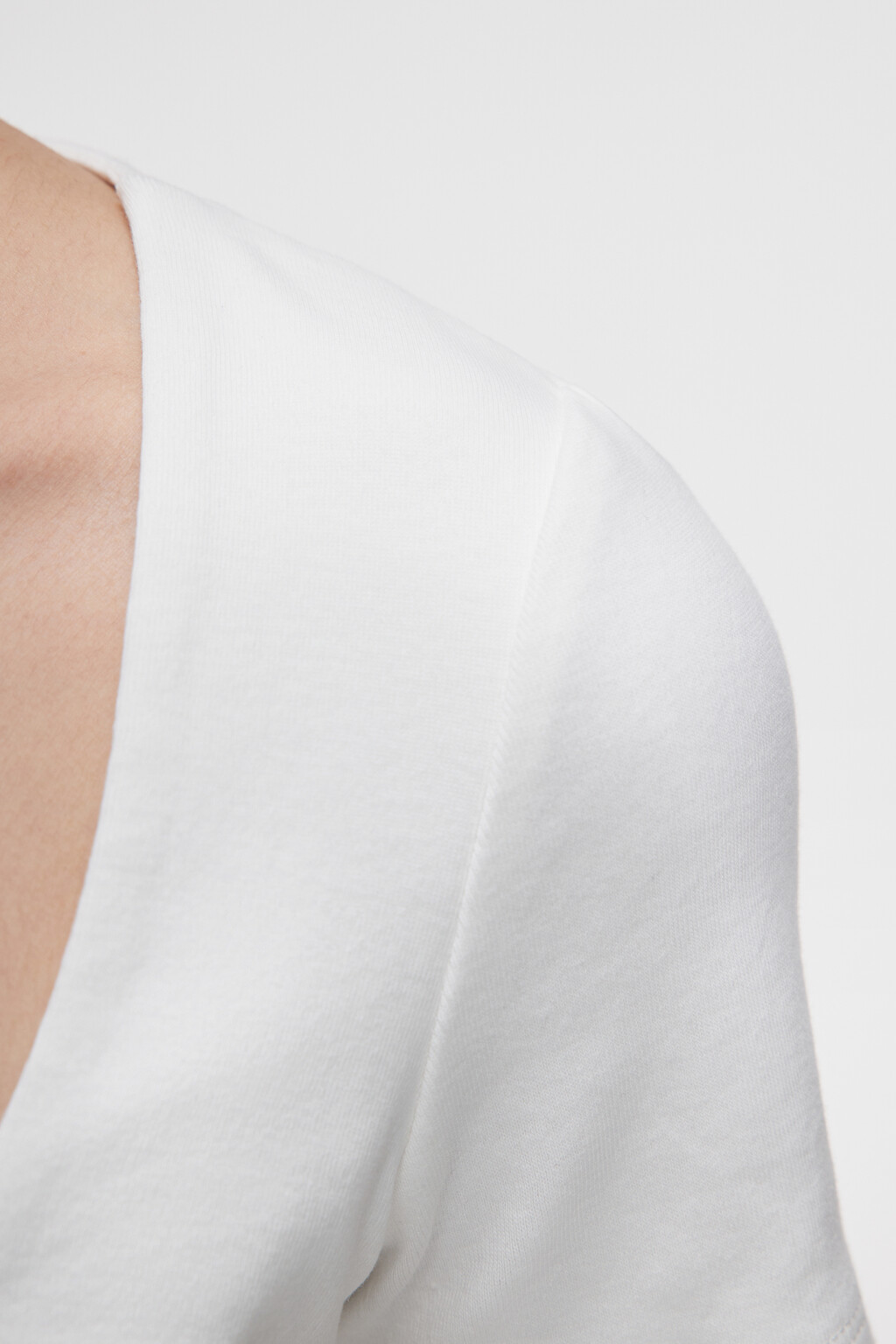 Топ-футболка хлопковый облегающий с вырезом каре - цвет белый - 5
