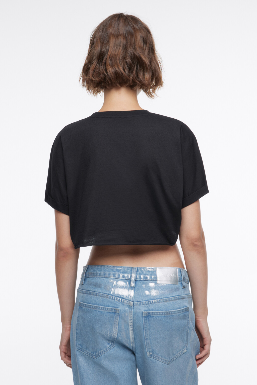 Топ-футболка укороченный с нагрудным карманом - цвет черный - 4