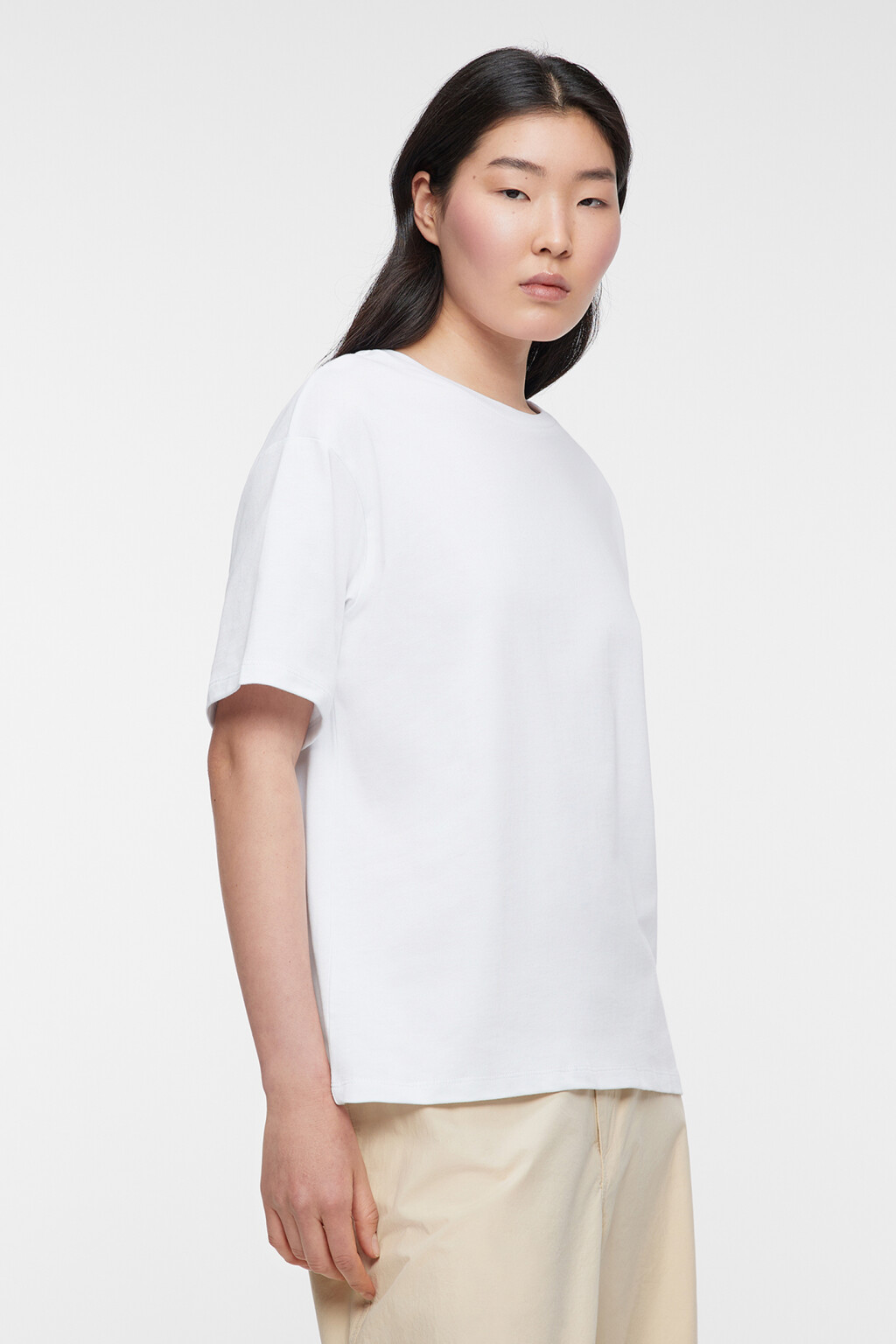 Футболка oversize хлопковая однотонная - цвет белый - 2