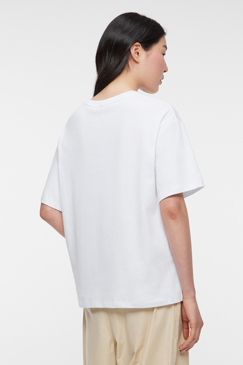 Футболка oversize хлопковая однотонная - цвет белый - 3