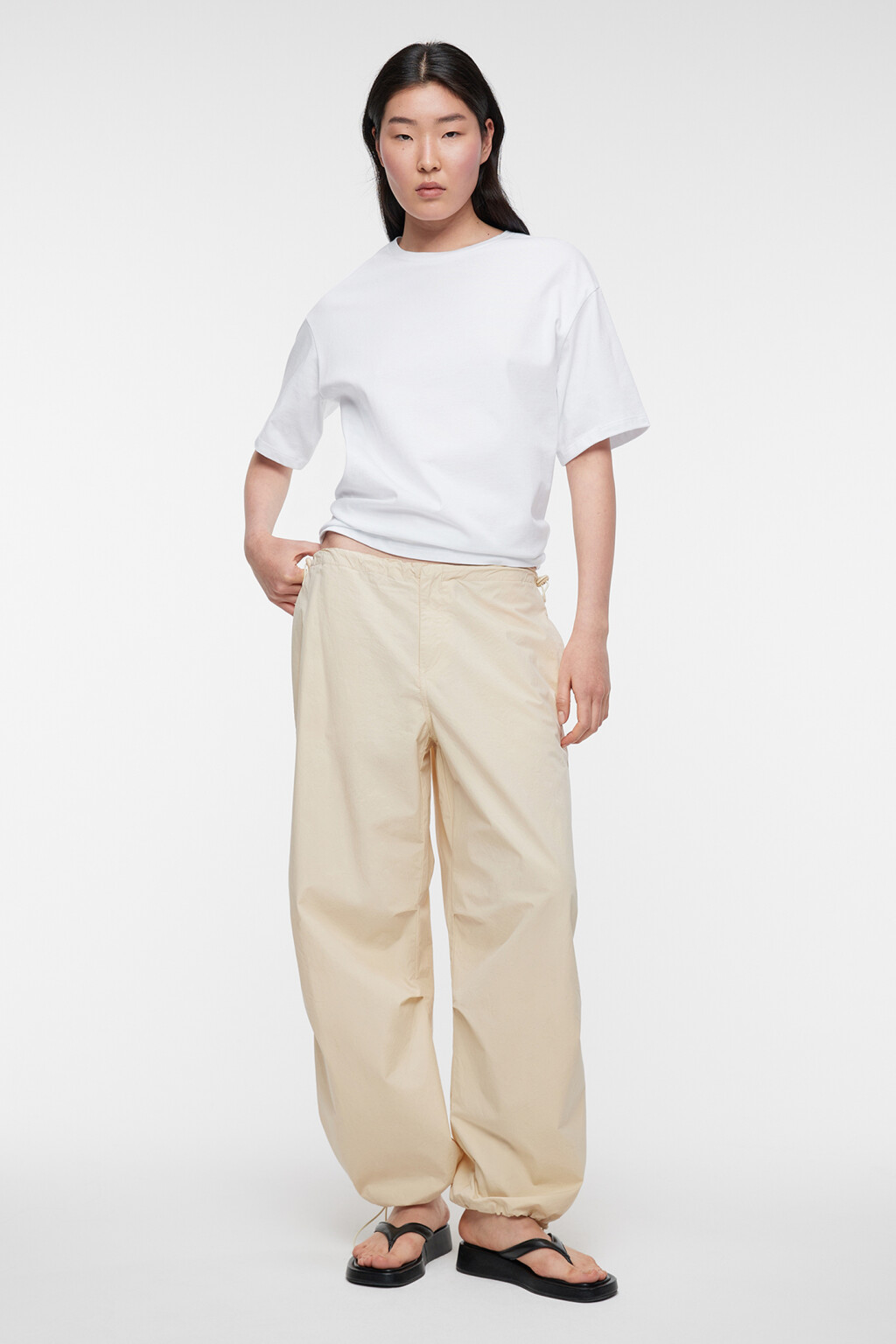 Футболка oversize хлопковая однотонная - цвет белый - 4