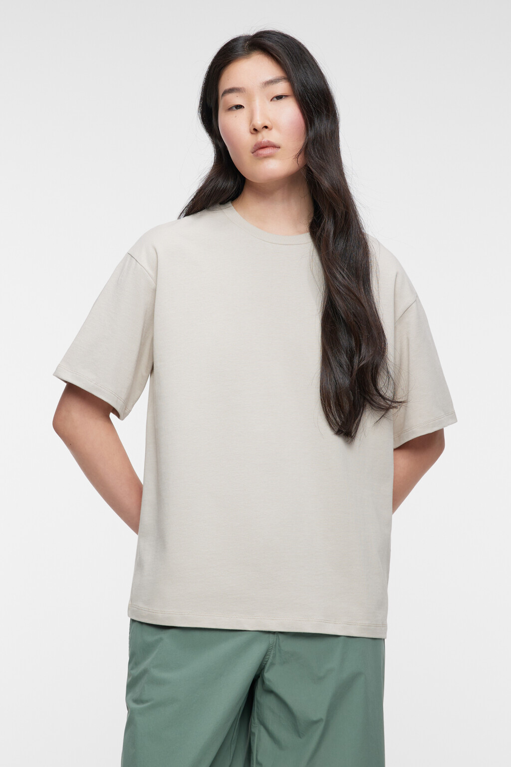 Футболка oversize хлопковая однотонная - цвет серый - 2