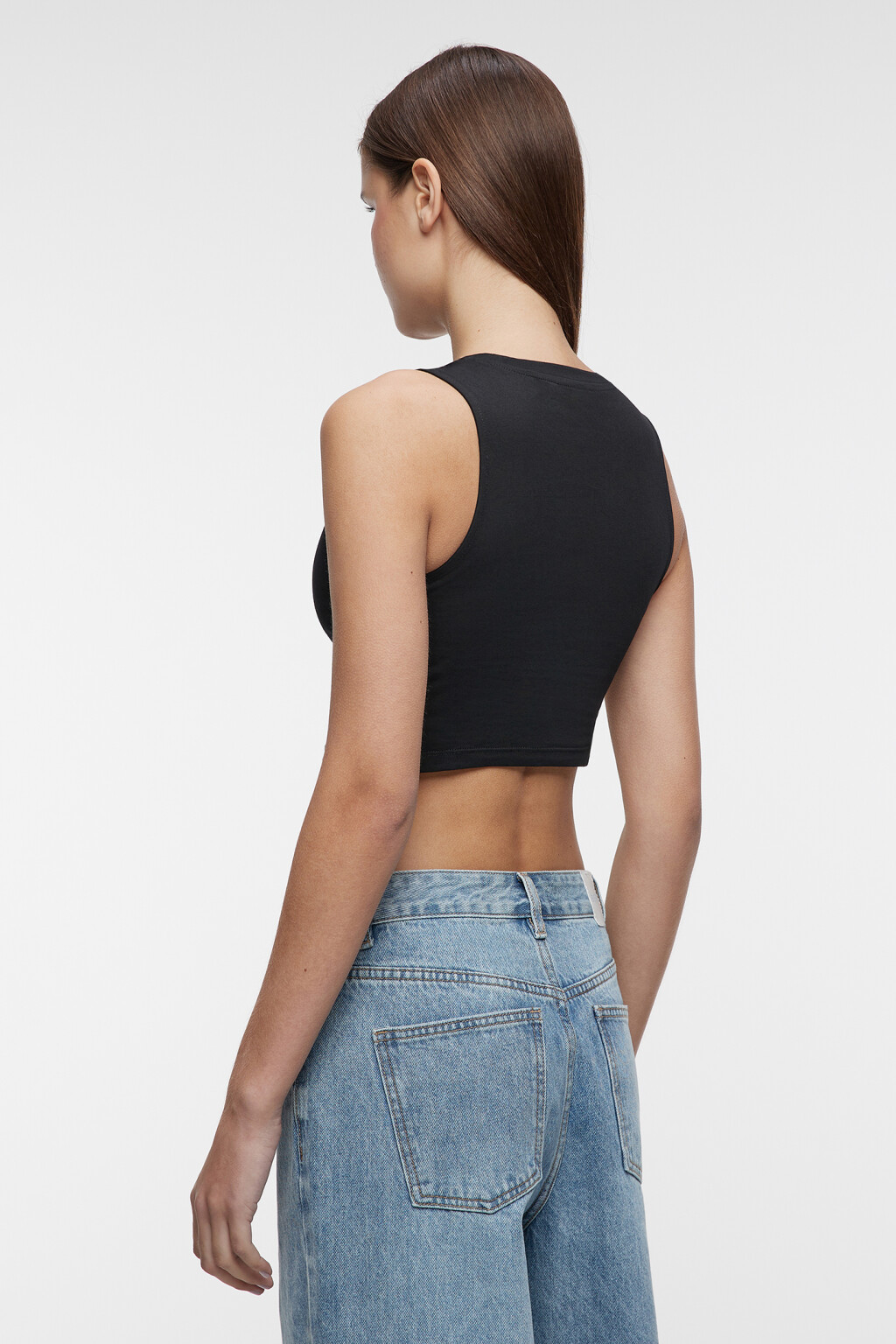 Топ-майка хлопковый облегающий с металлическим декором - цвет черный - 3