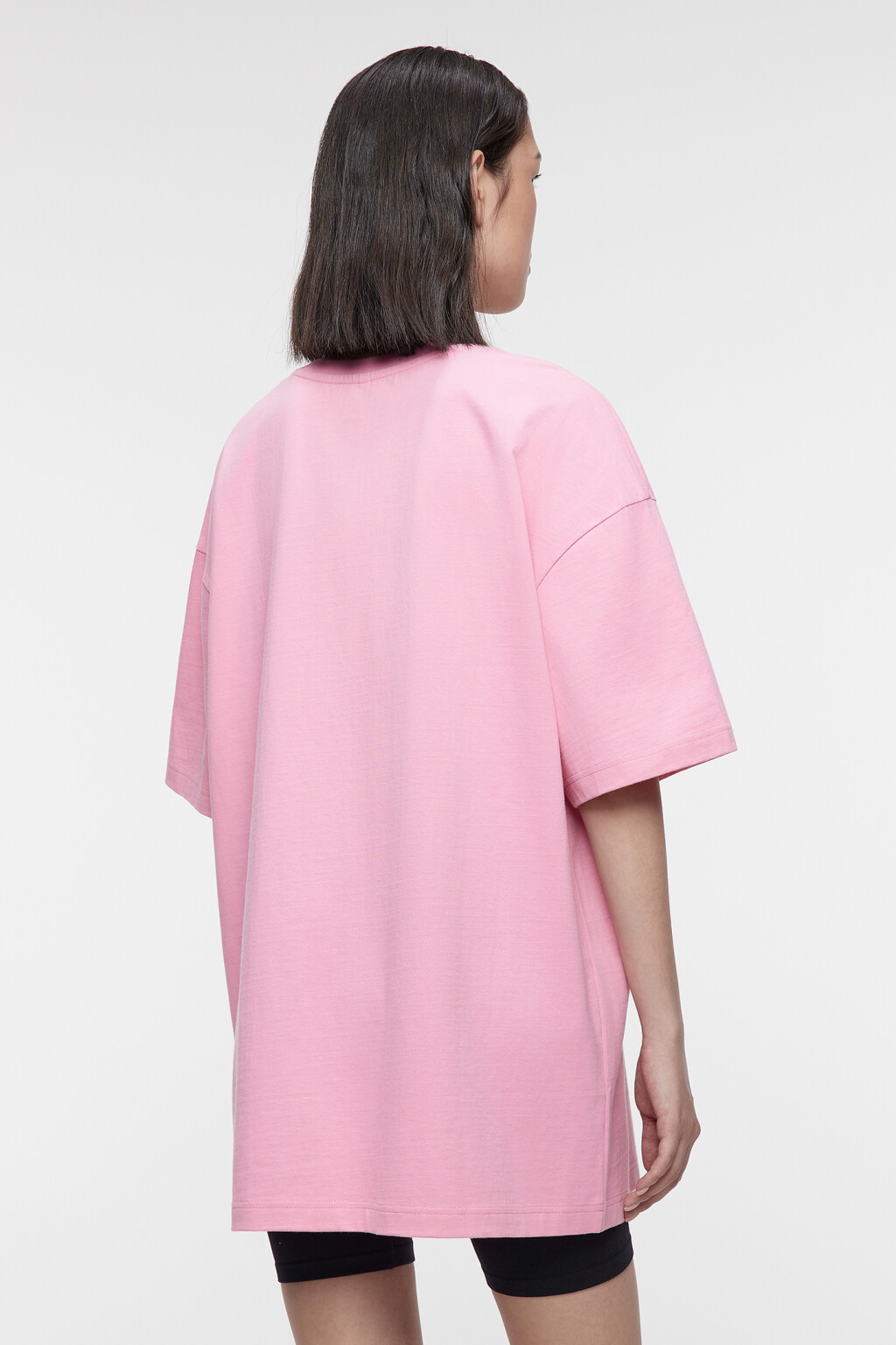 Футболка oversize хлопковая с принтом - цвет розовый - 4