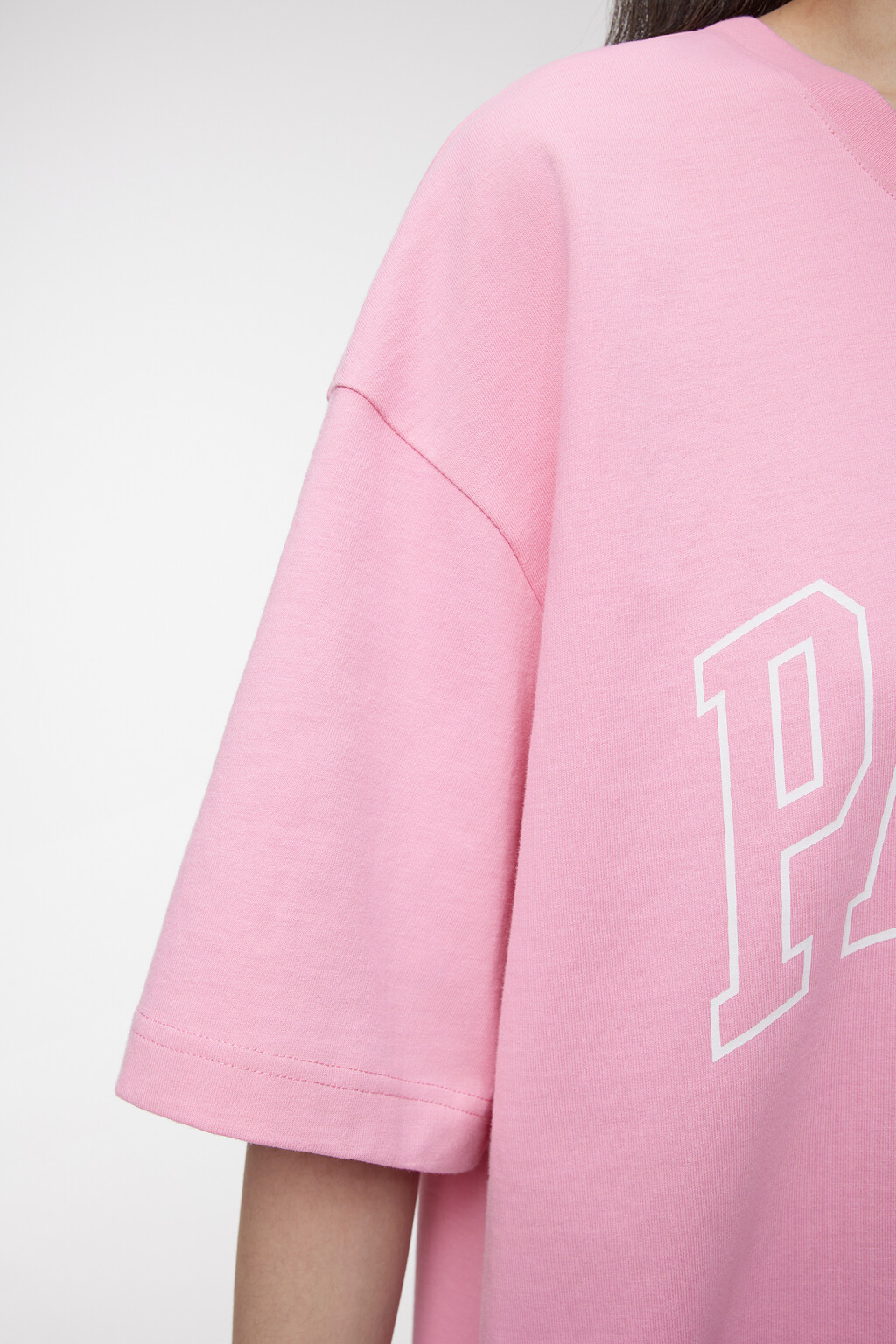 Футболка oversize хлопковая с принтом - цвет розовый - 5