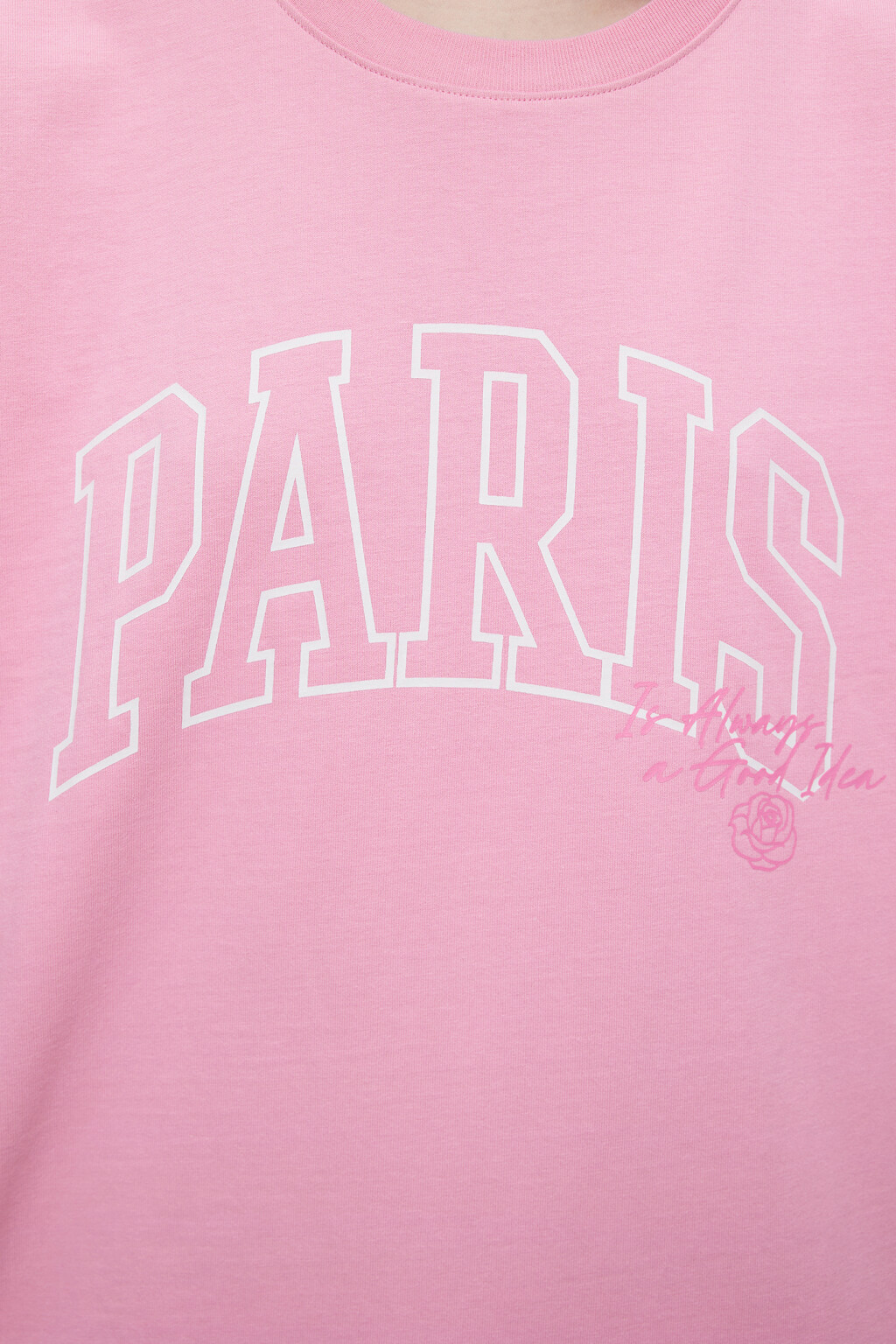 Футболка oversize хлопковая с принтом - цвет розовый - 6