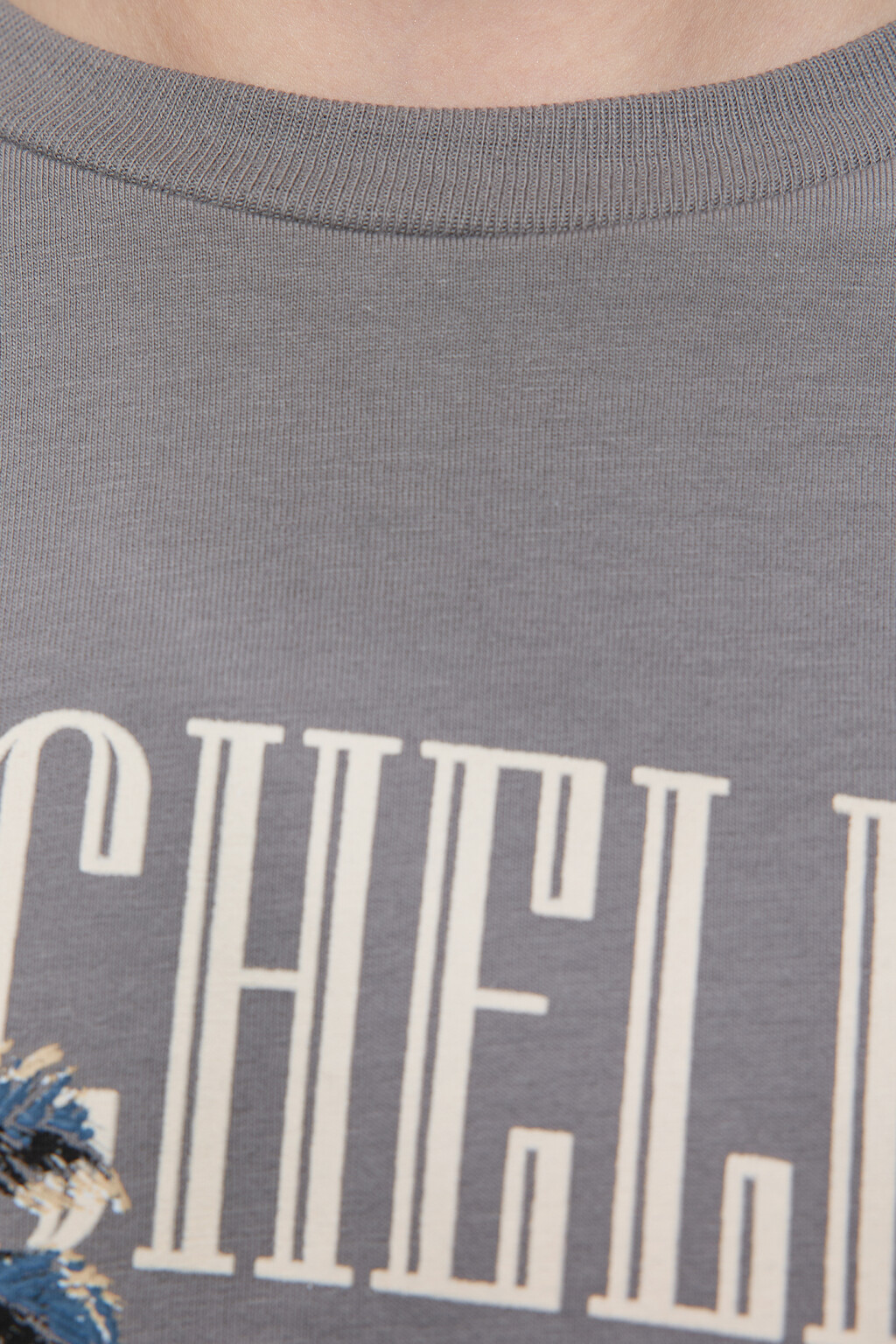 Футболка oversize хлопковая с принтом - цвет серый - 5
