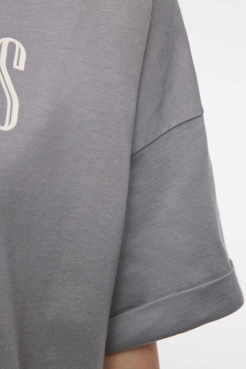 Футболка oversize хлопковая с принтом - цвет серый - 7