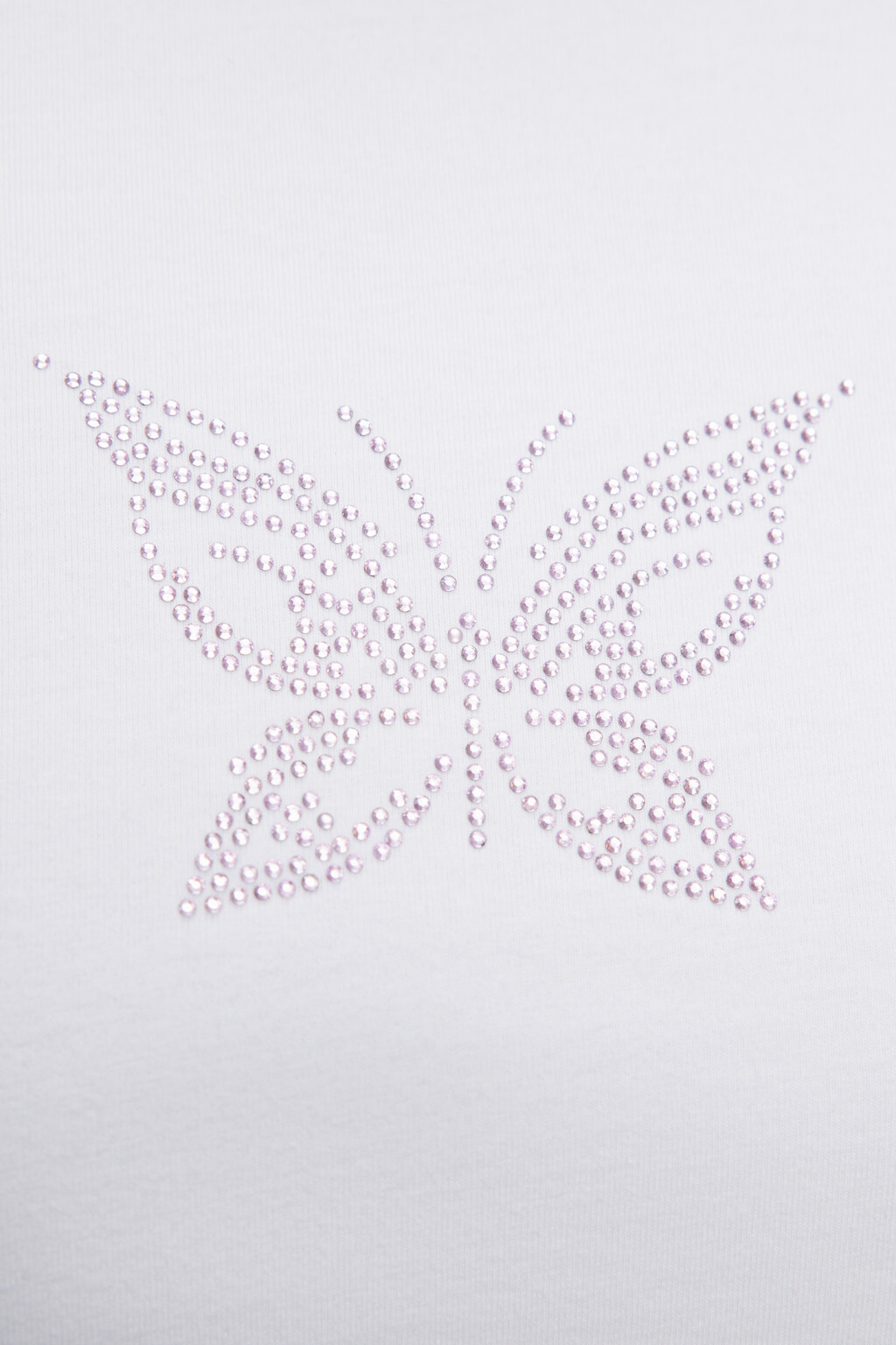 Топ-футболка хлопковый укороченный с принтом и стразами - цвет белый - 5