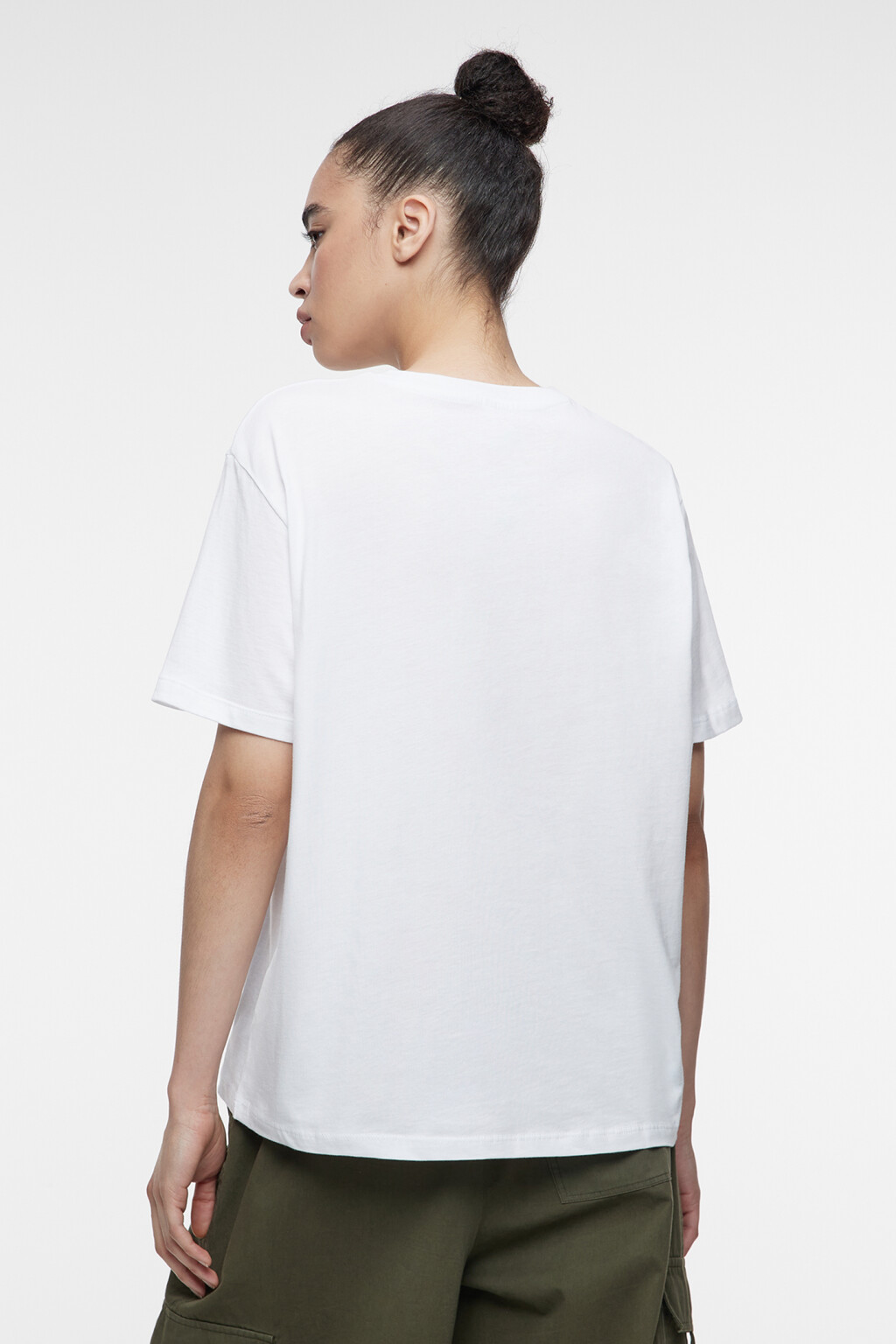 Футболка oversize хлопковая однотонная - цвет белый - 3