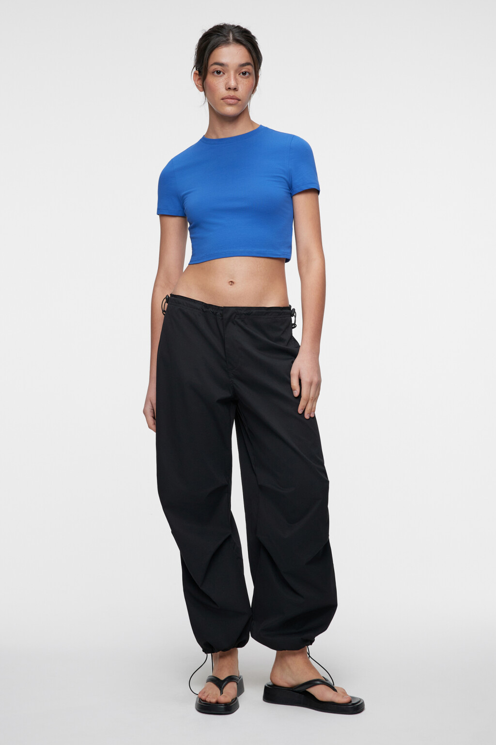 Топ-футболка хлопковый укороченный - цвет синий - 4