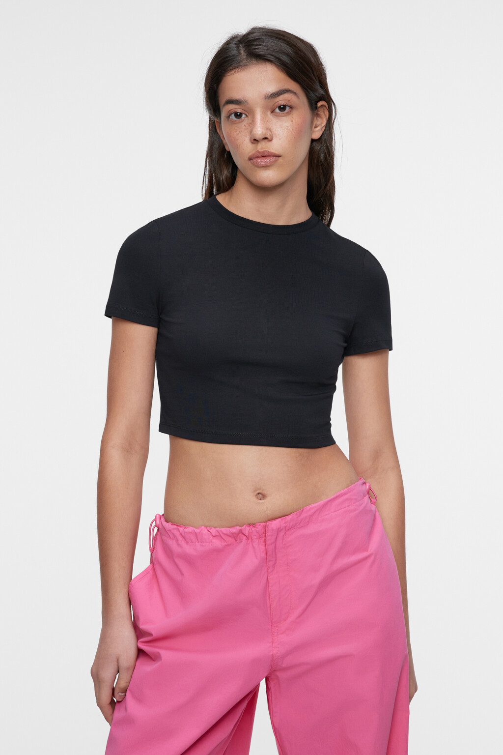 Топ-футболка хлопковый укороченный - цвет черный - 1