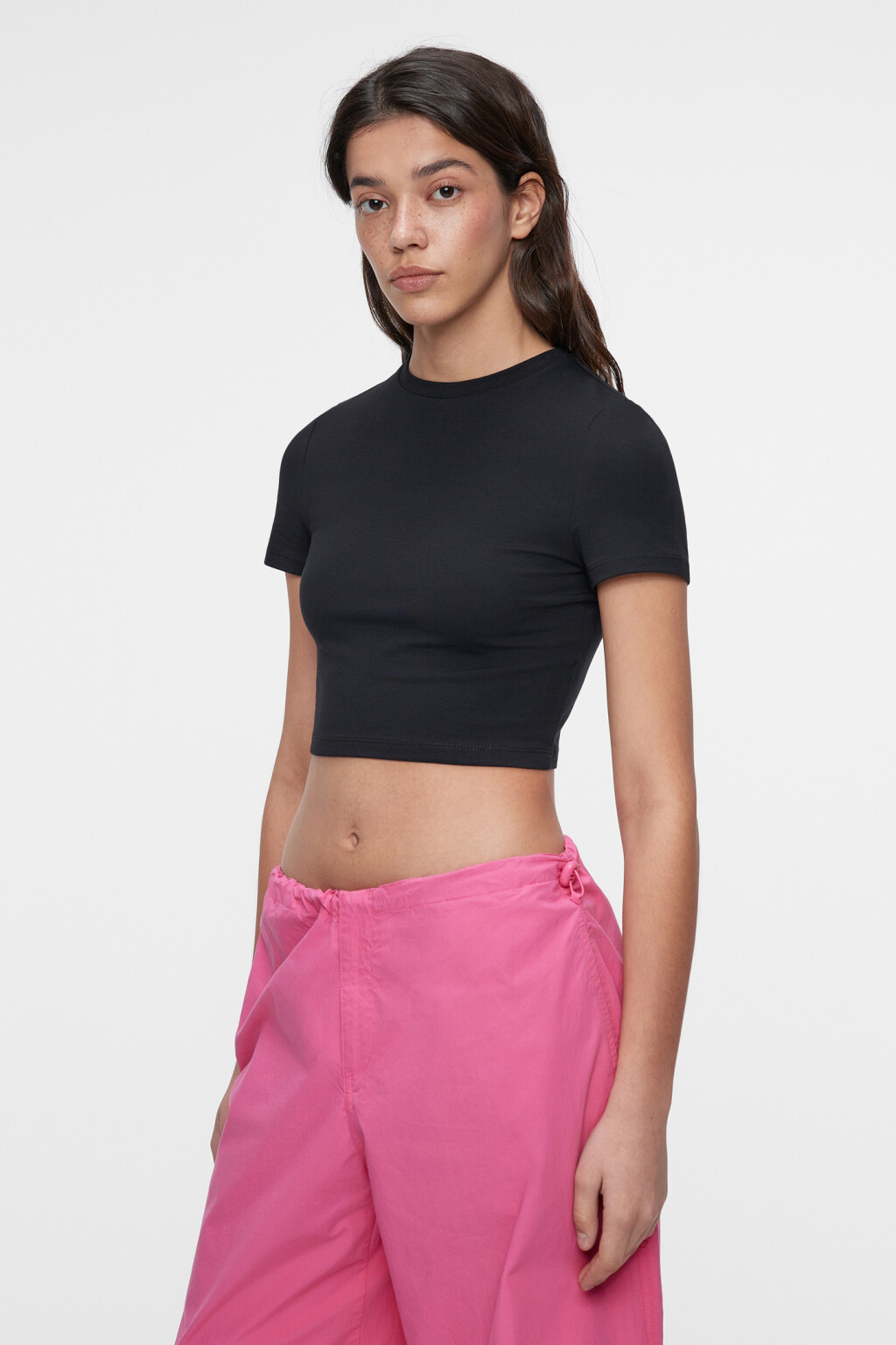 Топ-футболка хлопковый укороченный - цвет черный - 2