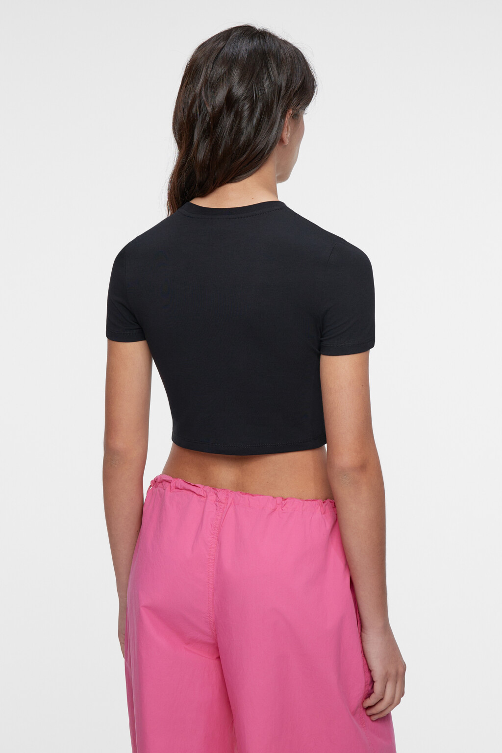 Топ-футболка хлопковый укороченный - цвет черный - 3