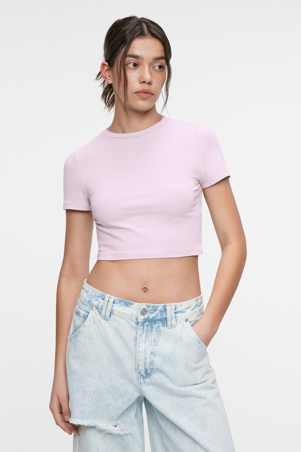 Топ-футболка хлопковый укороченный - цвет розовый - 1