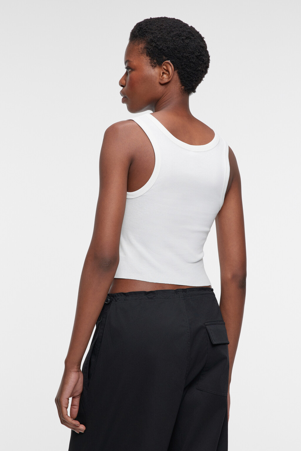 Майка-топ хлопковая укороченная с принтом - цвет белый - 4