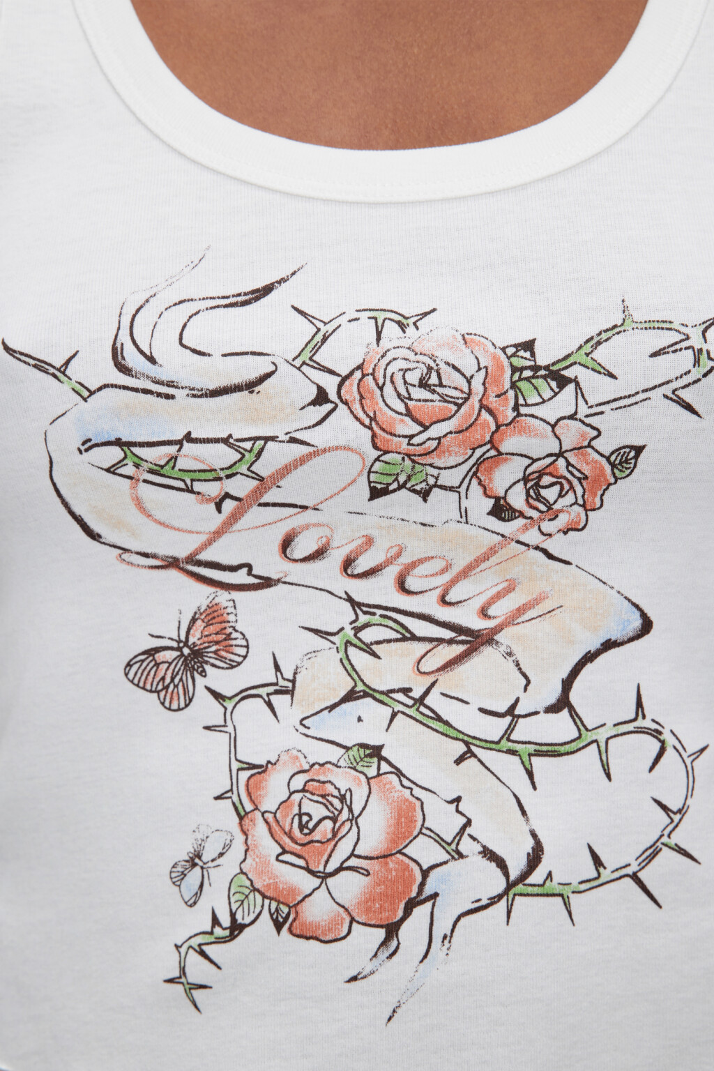 Майка-топ хлопковая укороченная с принтом - цвет белый - 6