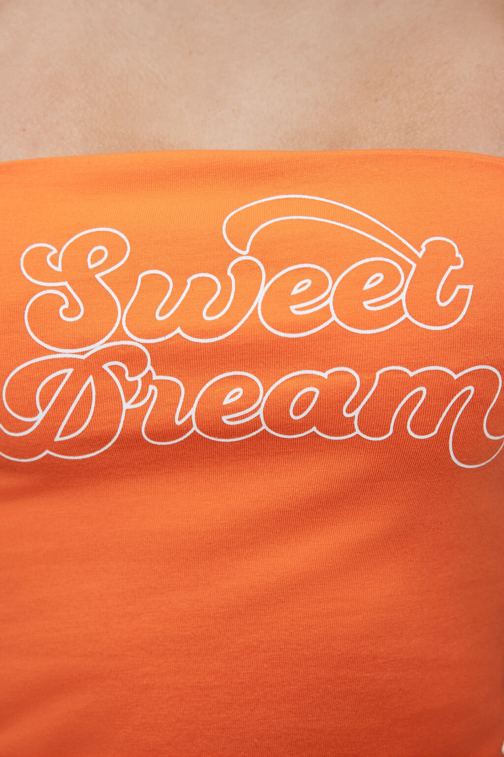 Топ-бандо хлопковый облегающий с принтом-надписью - цвет оранжевый - 5