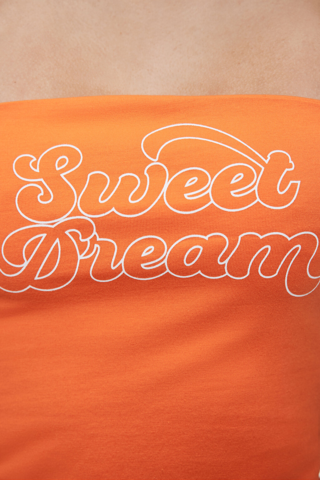 Топ-бандо хлопковый облегающий с принтом-надписью - цвет оранжевый - 10