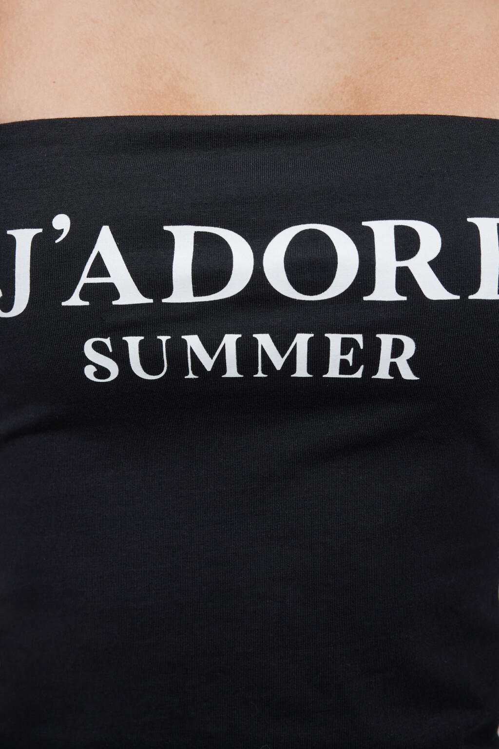 Топ-бандо хлопковый облегающий с принтом-надписью - цвет черный - 9