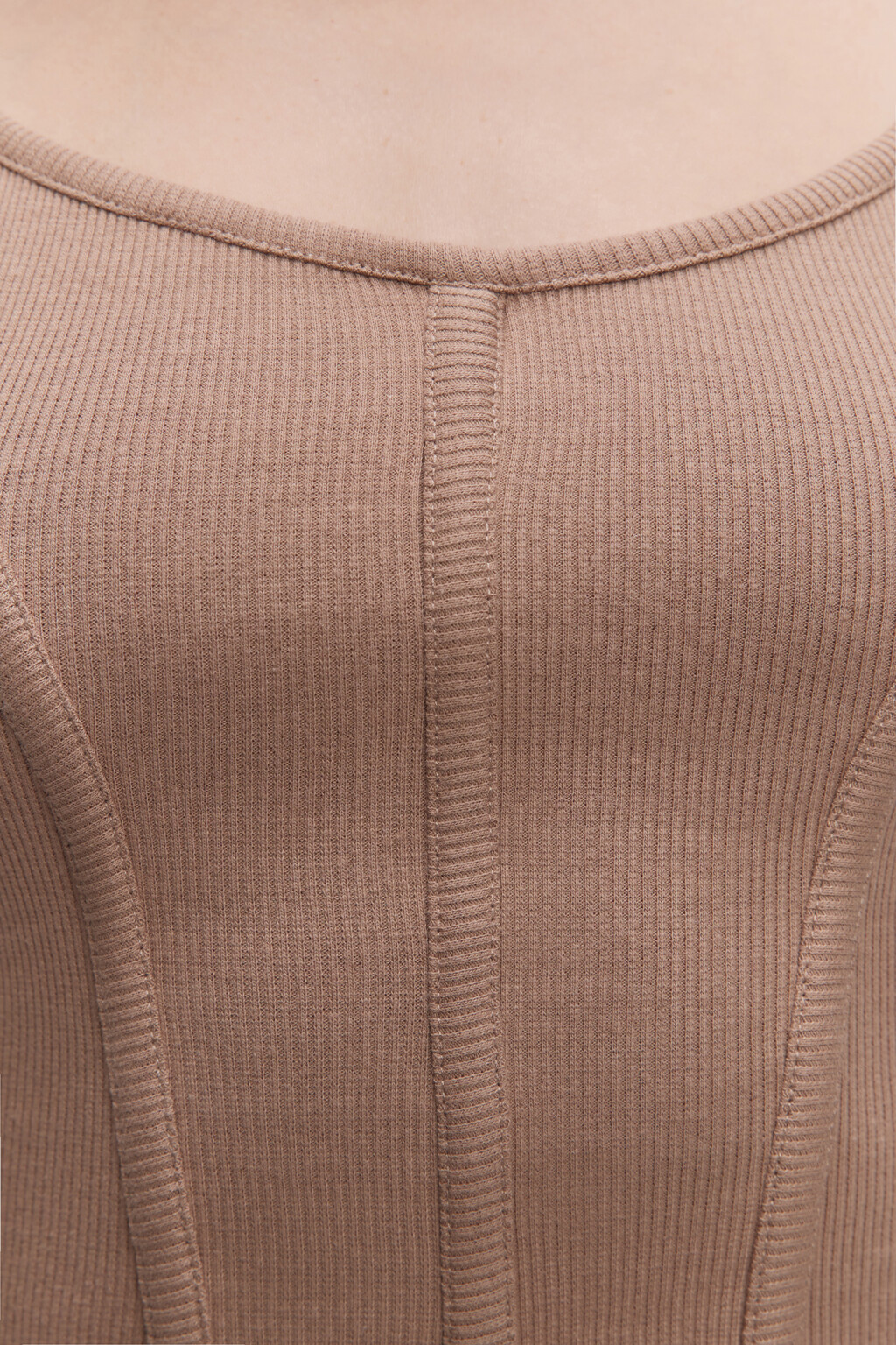 Топ-майка на тонких бретельках в корсетном стиле - цвет коричневый - 5