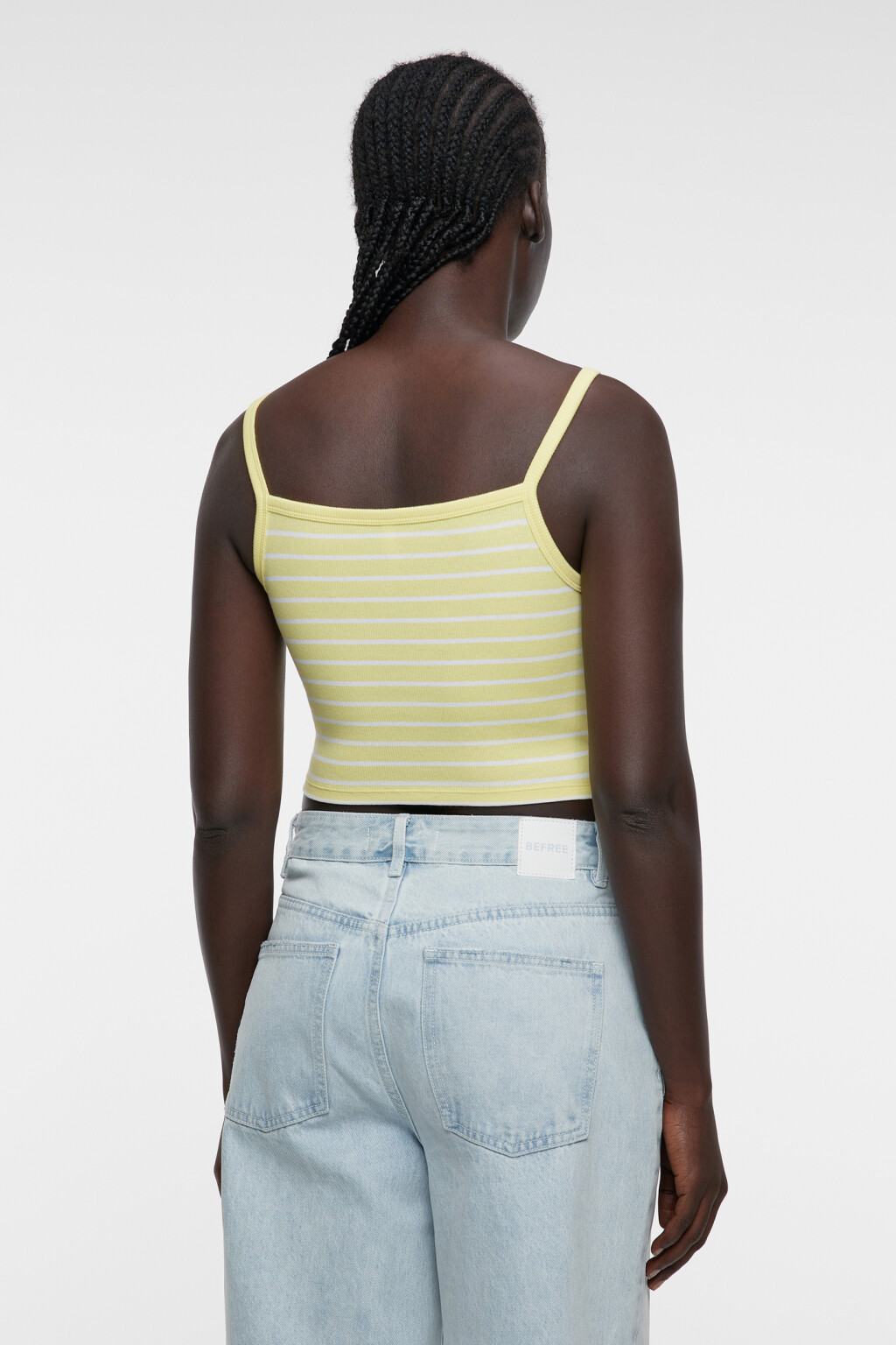 Топ-майка хлопковый укороченный в полоску - цвет желтый - 3