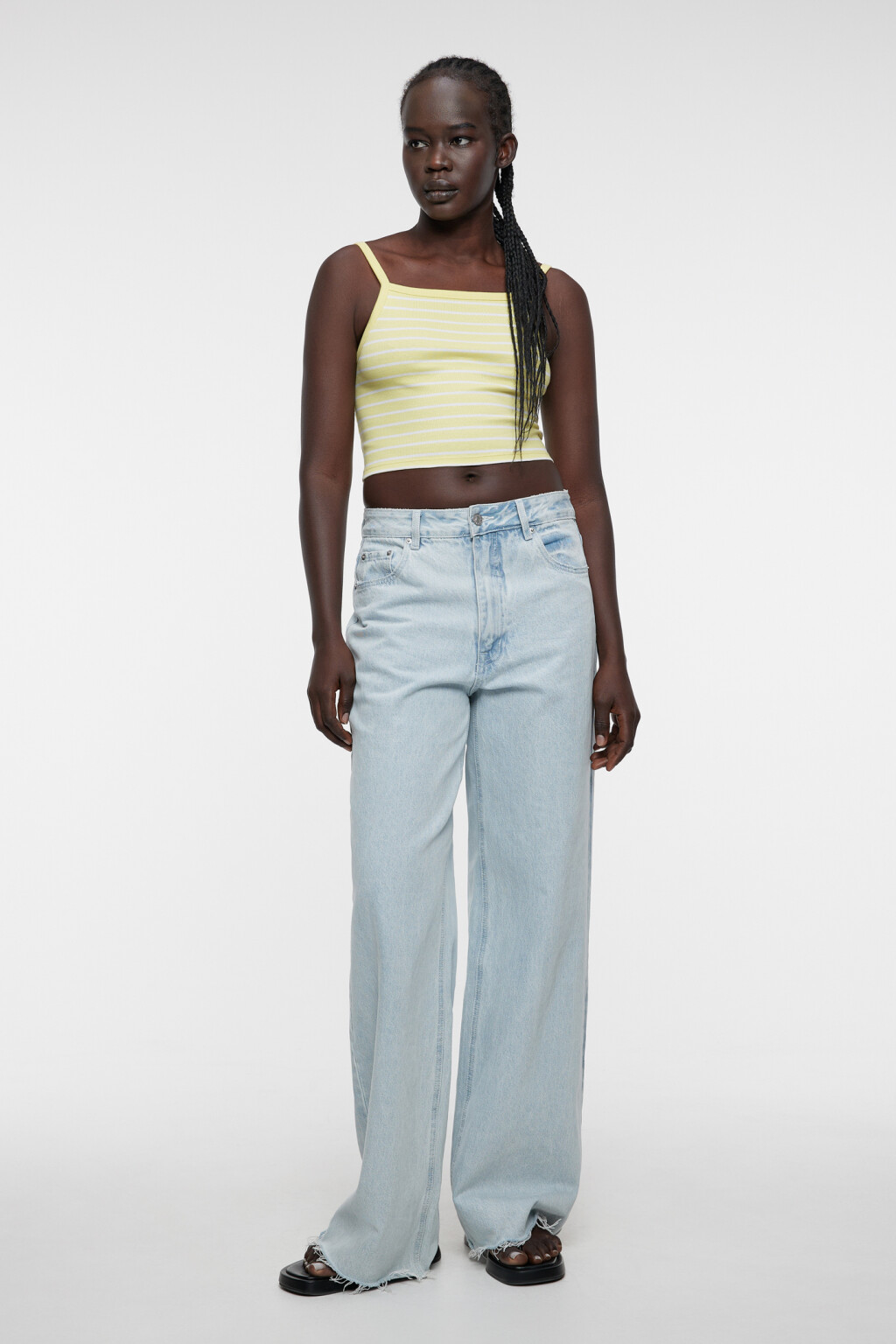 Топ-майка хлопковый укороченный в полоску - цвет желтый - 4