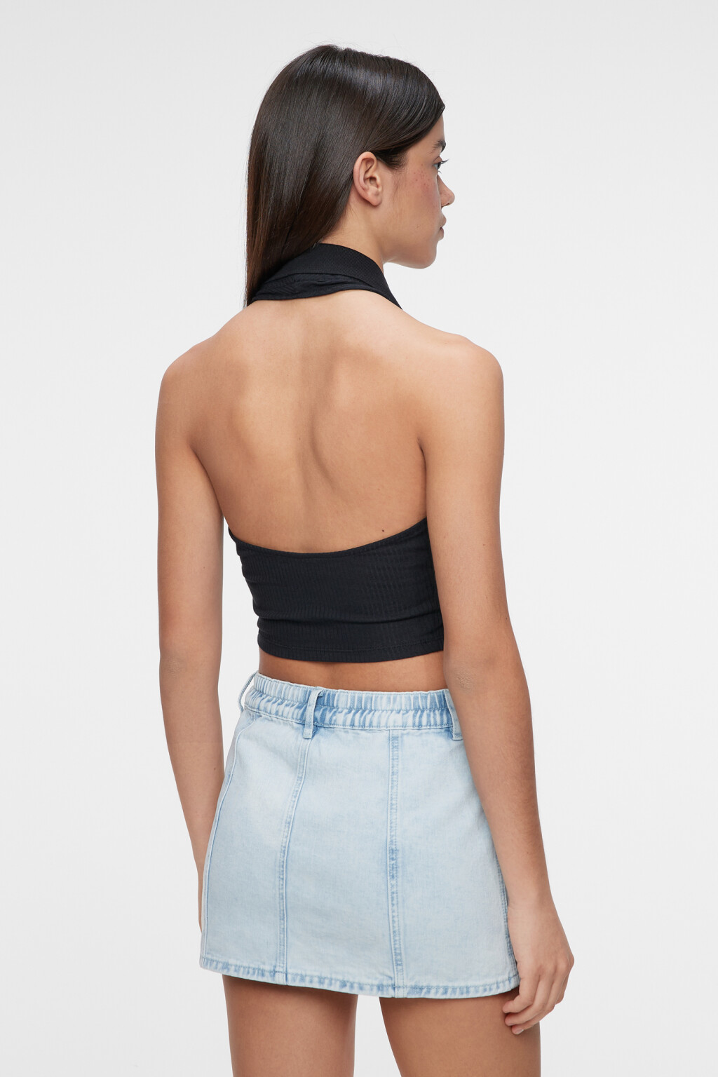 Топ-майка хлопковый укороченный с воротником поло - цвет черный - 3