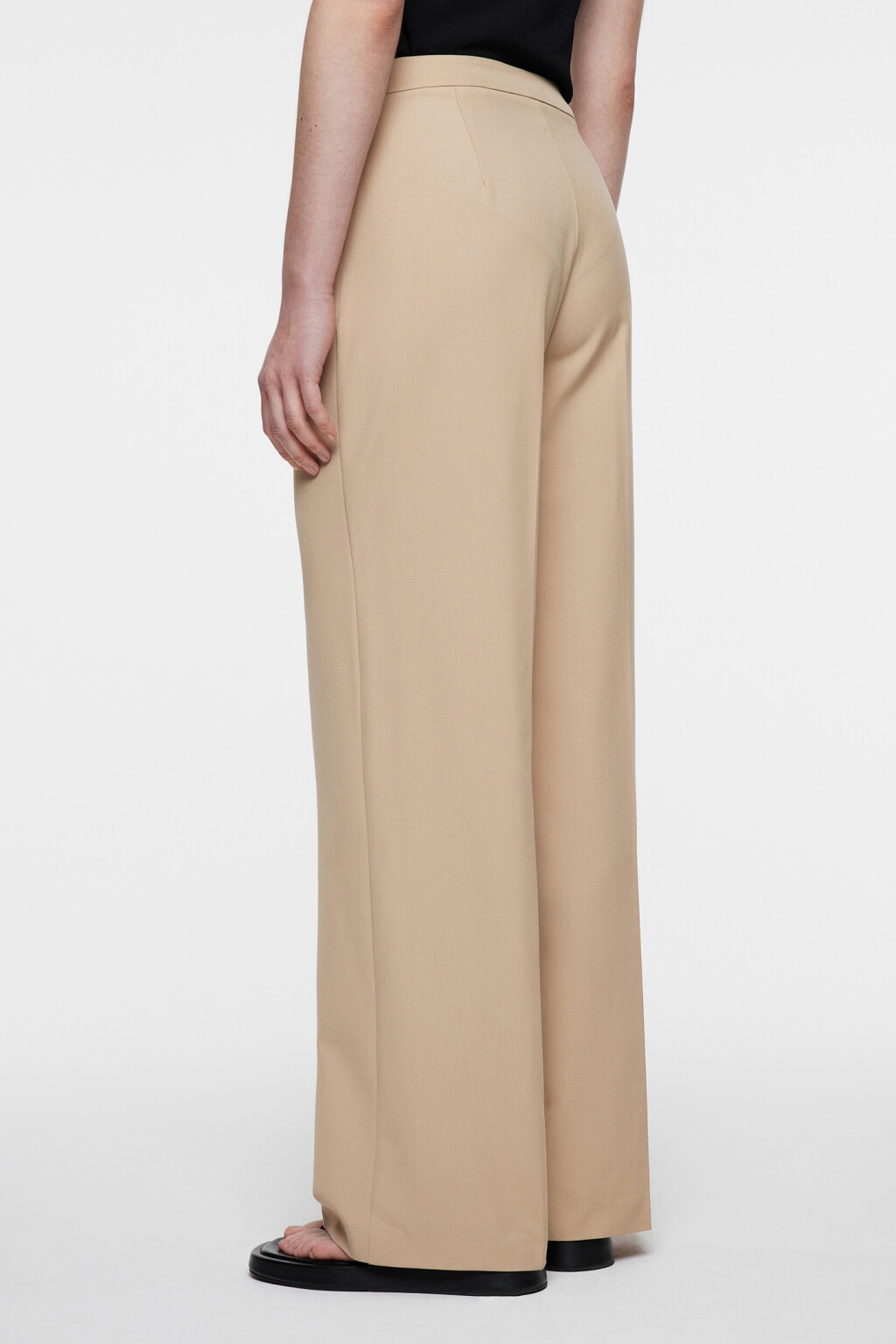 Брюки прямые костюмные с высокой посадкой - цвет бежевый - 3
