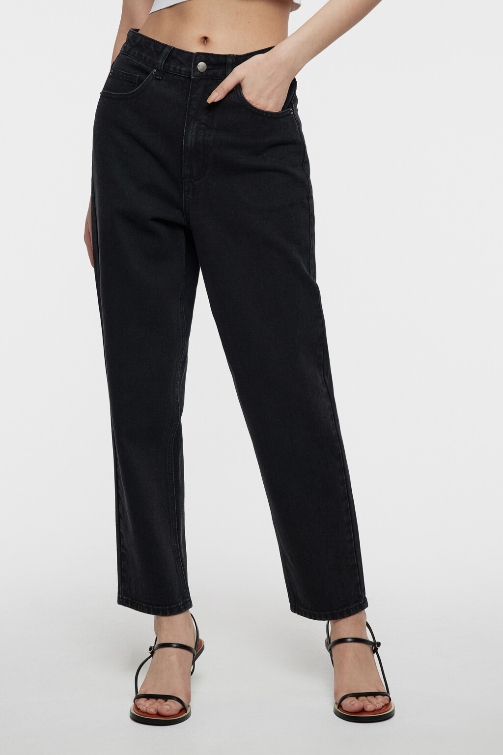 Джинсы MOM классические с высокой посадкой - цвет черный - 1