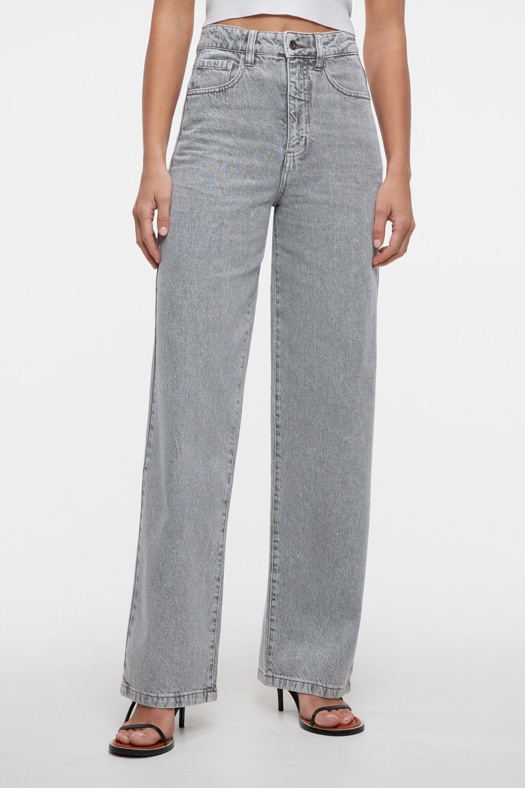 Джинсы WIDE широкие с высокой посадкой - цвет серый - 1