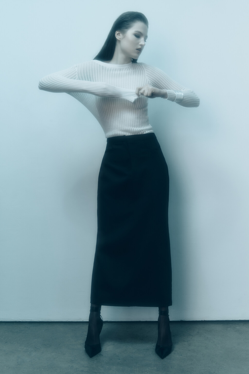 Джемпер вискозный облегающий ажурной вязки - цвет бежевый - 10