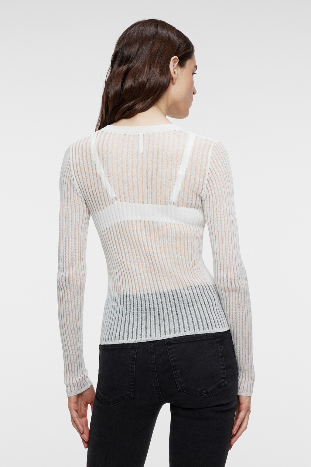 Джемпер вискозный облегающий ажурной вязки - цвет бежевый - 3