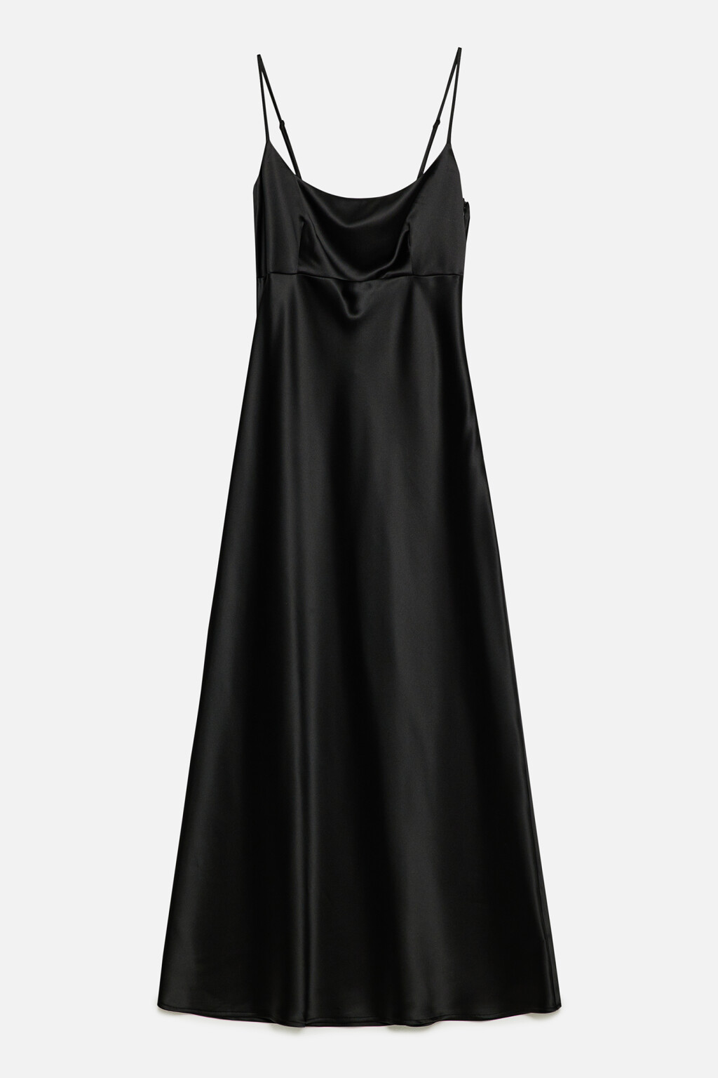 Платье-комбинация миди атласное приталенное - цвет черный - 11