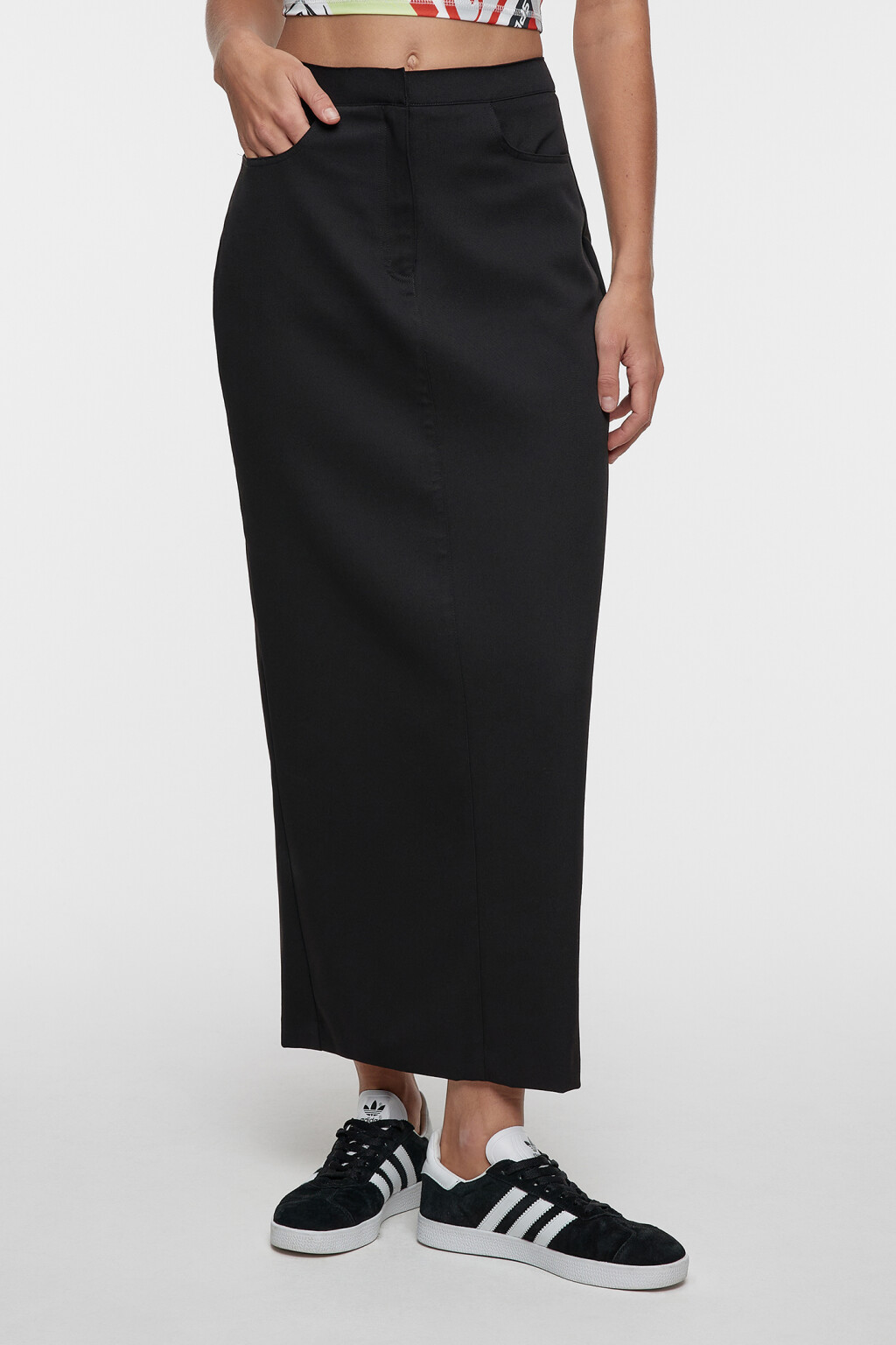 Юбка-карандаш макси прямая костюмная - цвет черный - 1