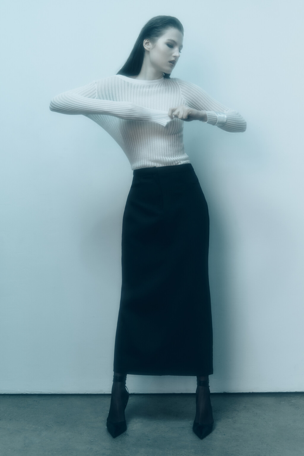 Юбка-карандаш макси прямая костюмная - цвет черный - 9