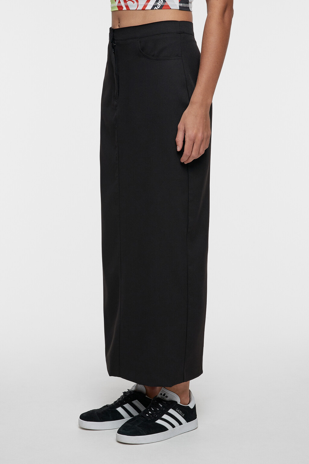 Юбка-карандаш макси прямая костюмная - цвет черный - 2