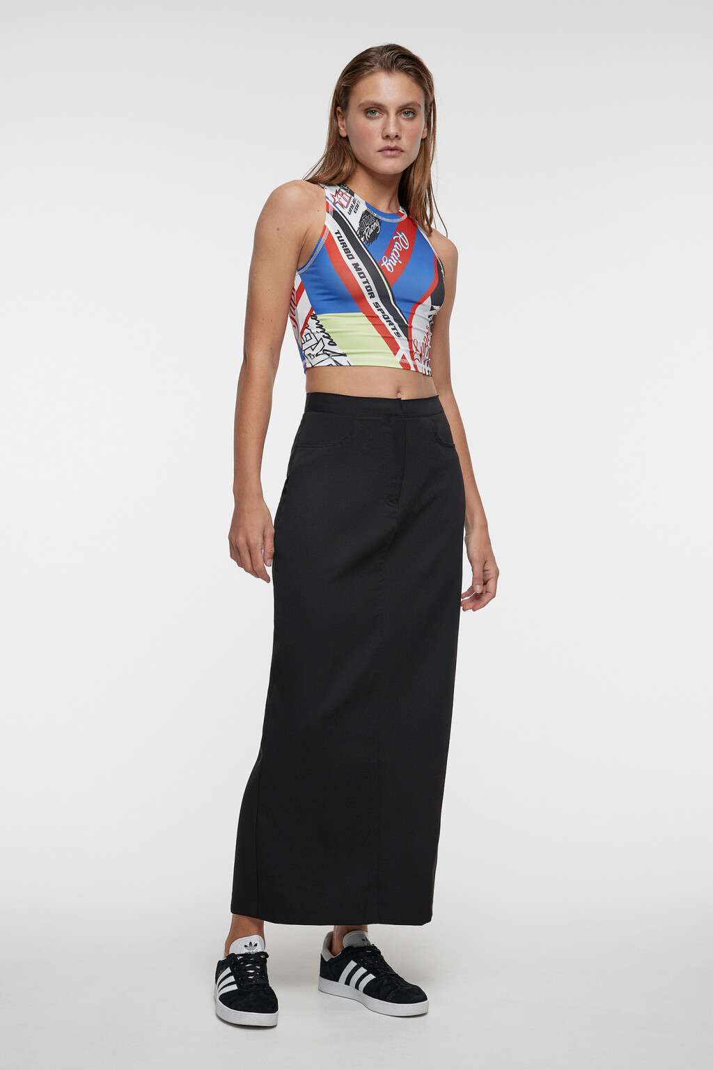 Юбка-карандаш макси прямая костюмная - цвет черный - 4