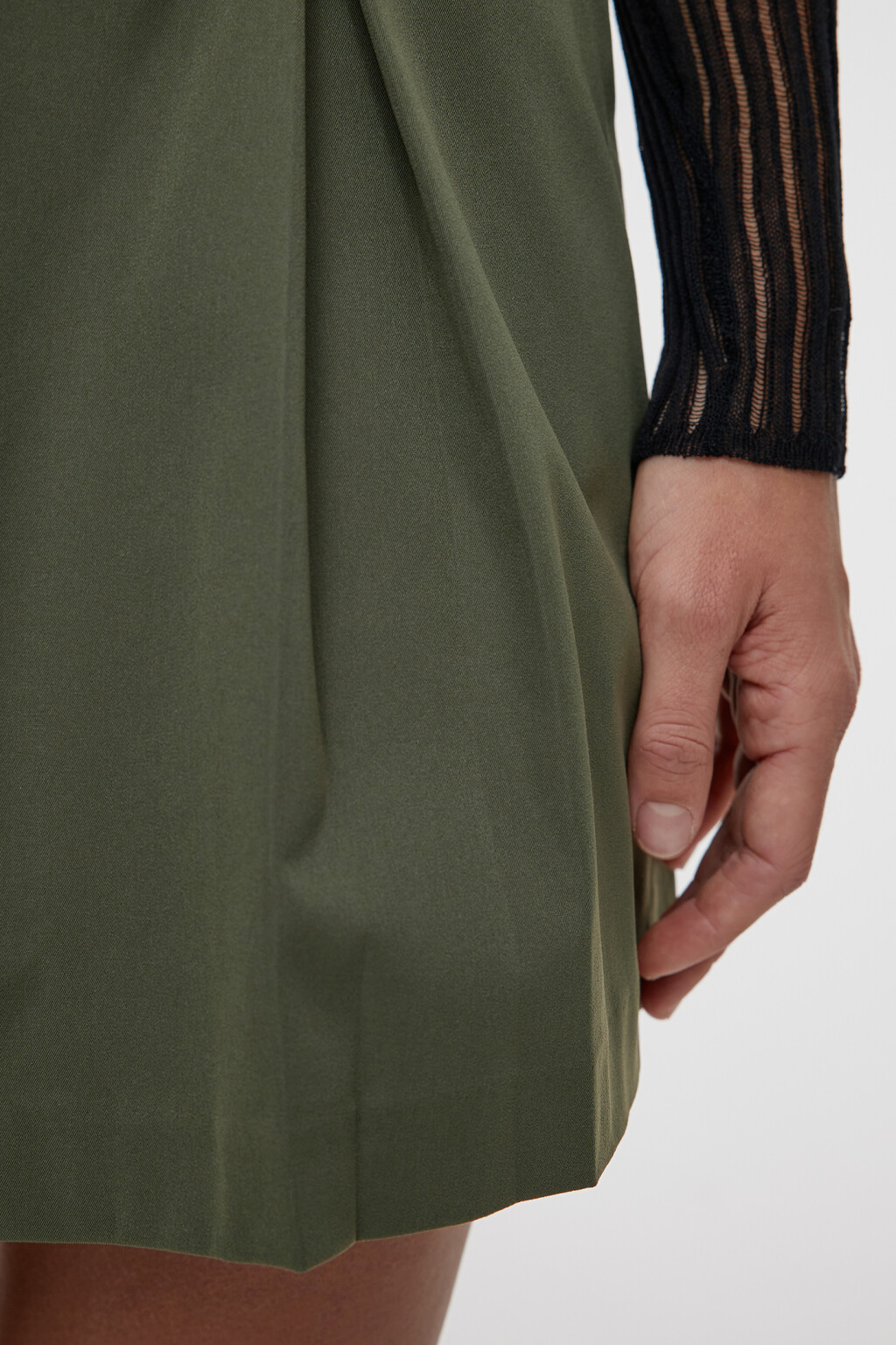 Юбка мини плиссированная костюмная со средней посадкой - цвет зеленый - 5