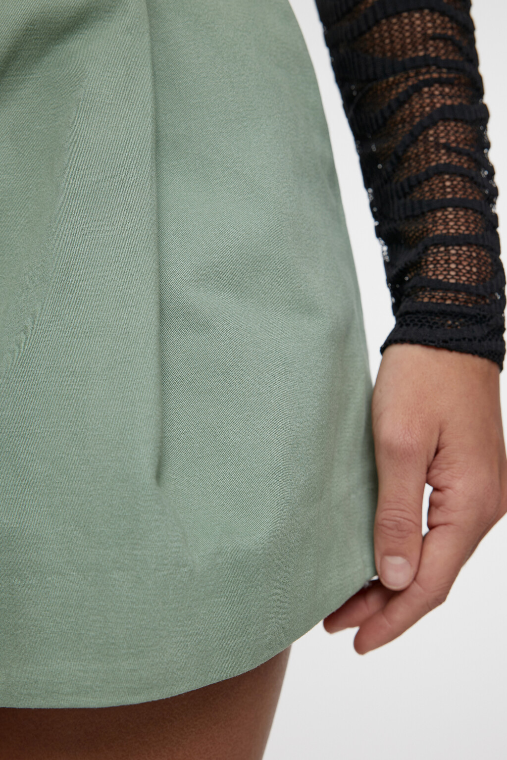 Шорты А-силуэта мини хлопковые с высокой посадкой - цвет зеленый - 13