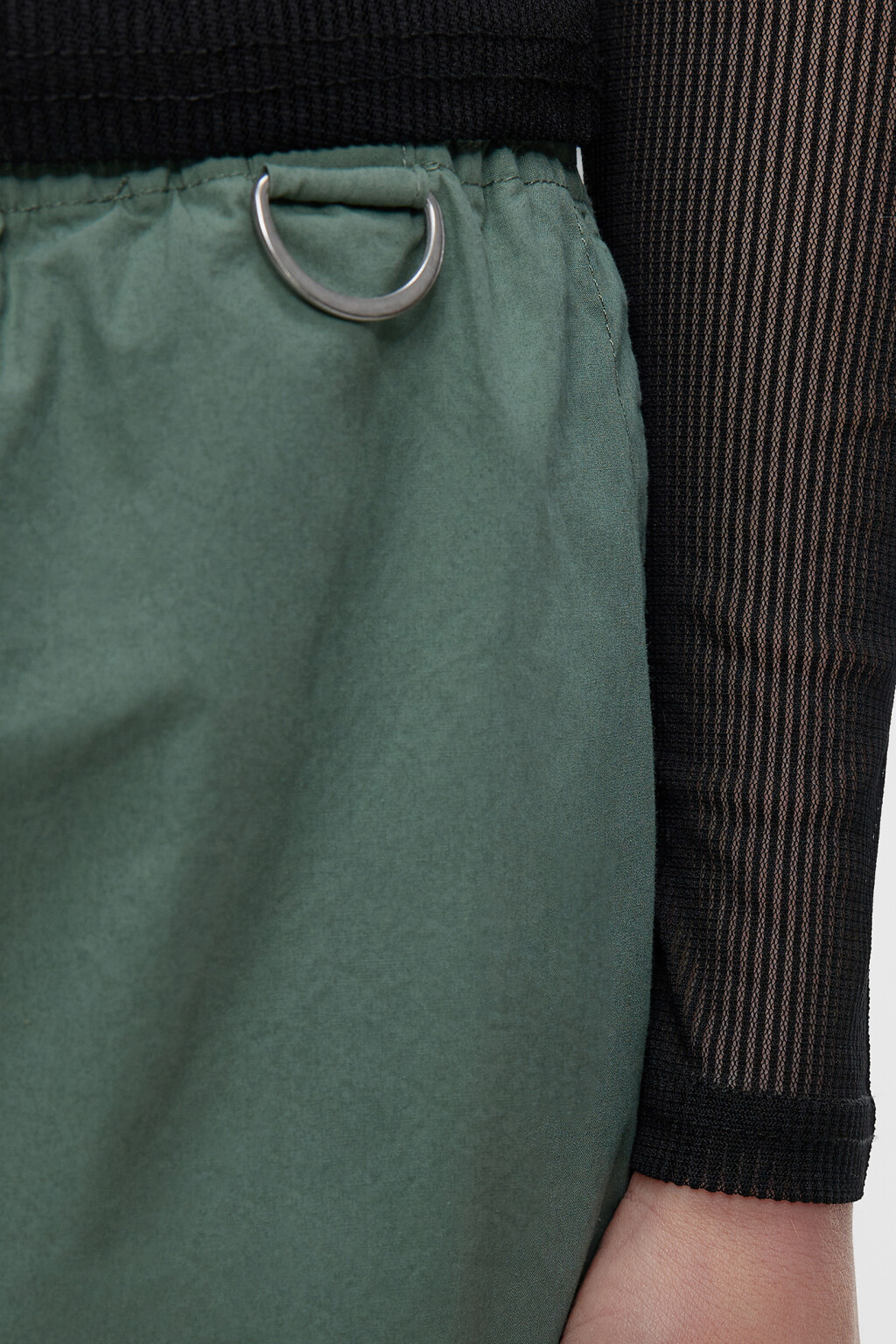 Лонгслив сетчатый облегающий с подкладкой-майкой - цвет черный - 7