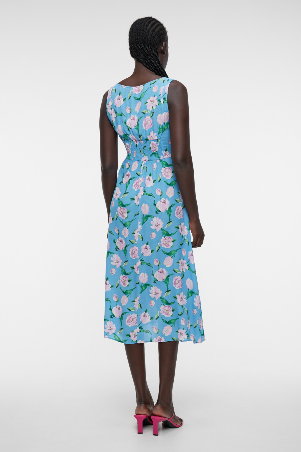 Платье-бюстье миди вискозное с корсетной шнуровкой - цвет синий - 3