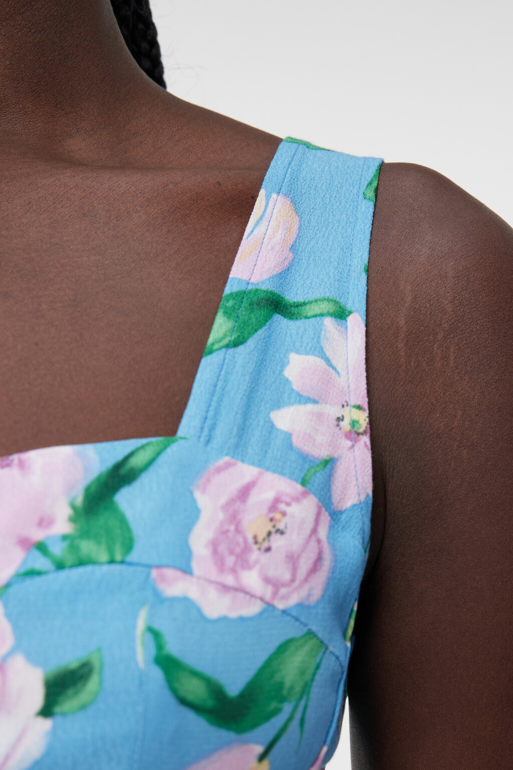 Платье-бюстье миди вискозное с корсетной шнуровкой - цвет синий - 5