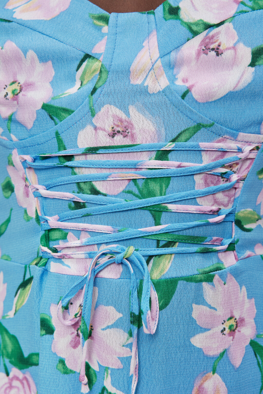 Платье-бюстье миди вискозное с корсетной шнуровкой - цвет синий - 6