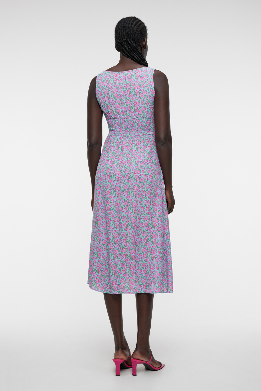 Платье-бюстье миди вискозное с корсетной шнуровкой - цвет мультиколор - 3