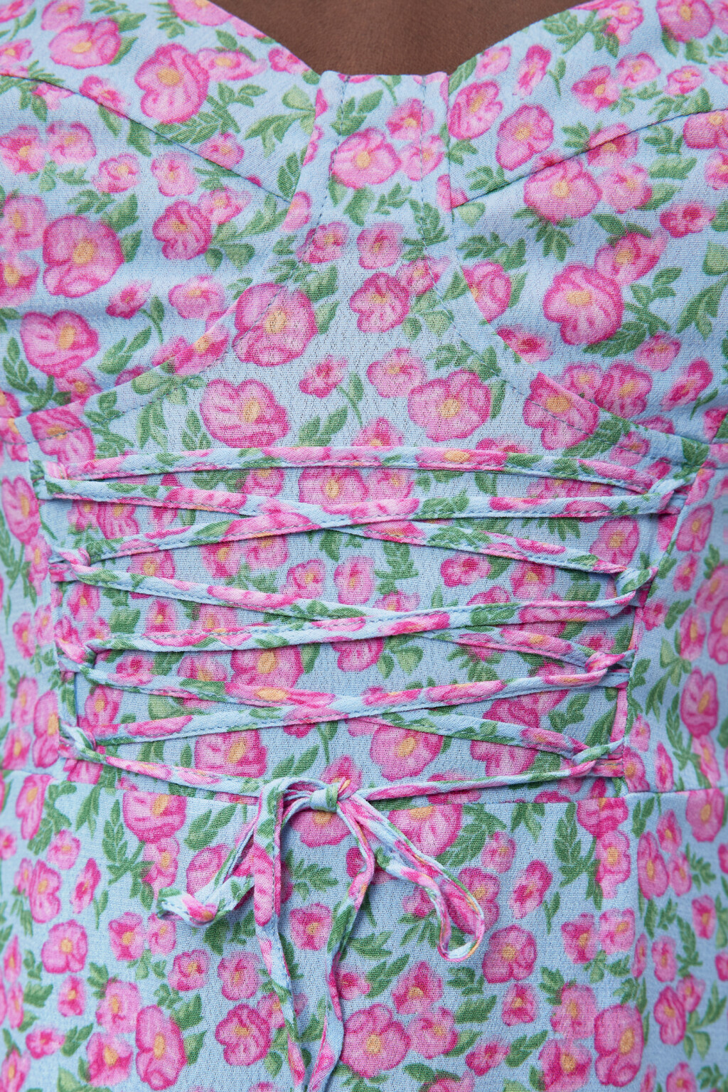 Платье-бюстье миди вискозное с корсетной шнуровкой - цвет мультиколор - 6