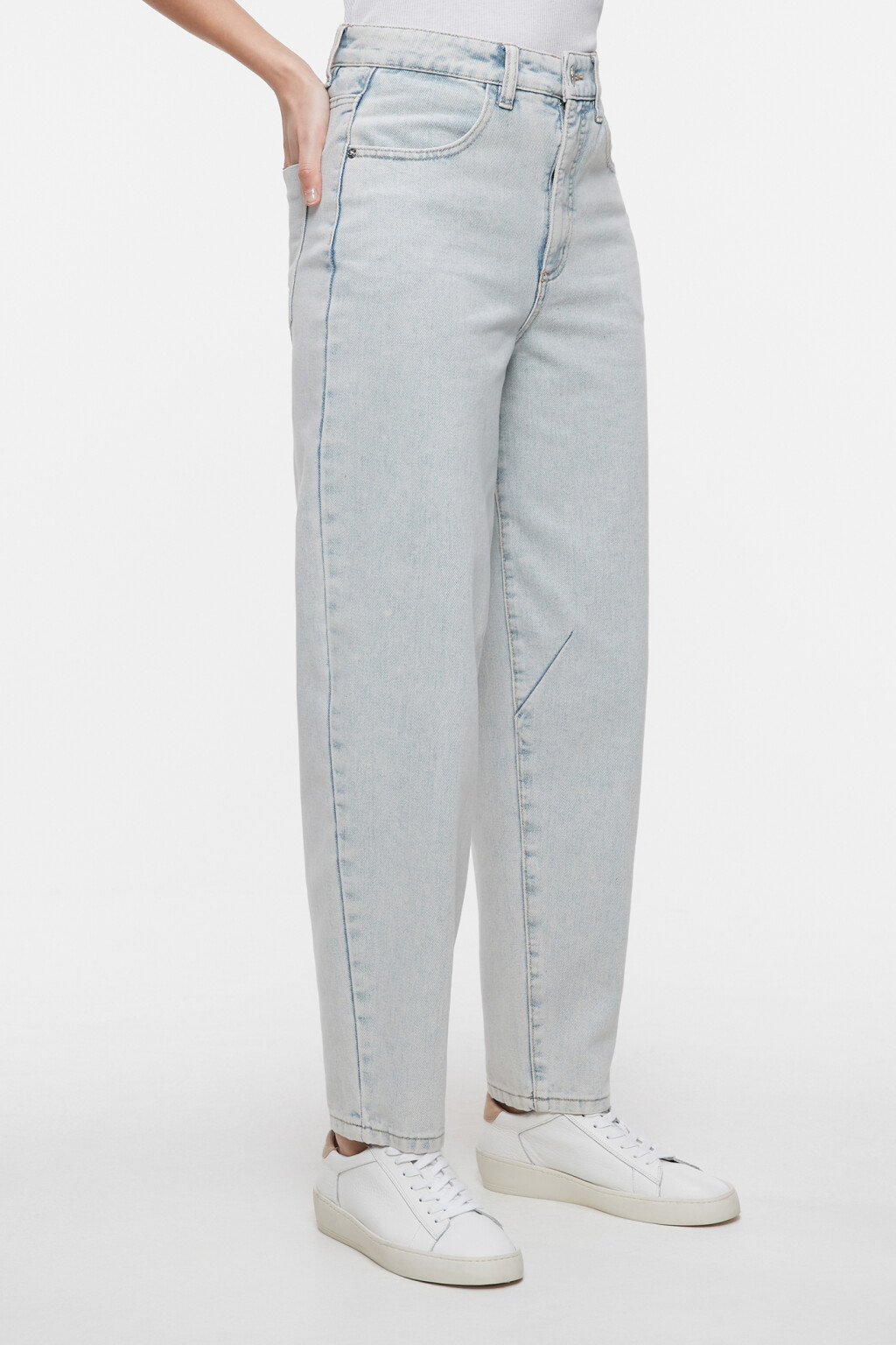 Джинсы-бананы широкие со средней посадкой - цвет голубой - 9