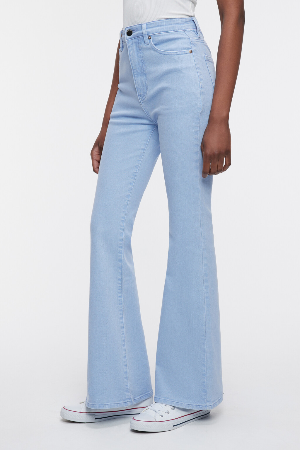 Джинсы клеш облегающие с высокой посадкой - цвет голубой - 3
