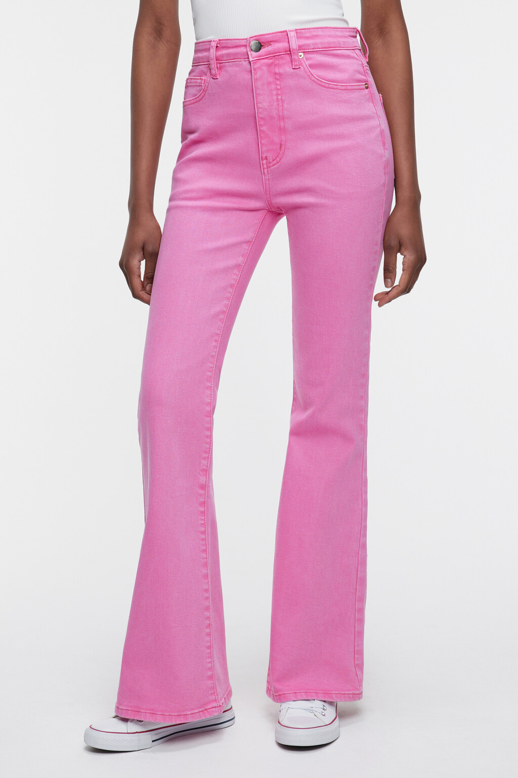 Джинсы клеш облегающие с высокой посадкой - цвет розовый - 2